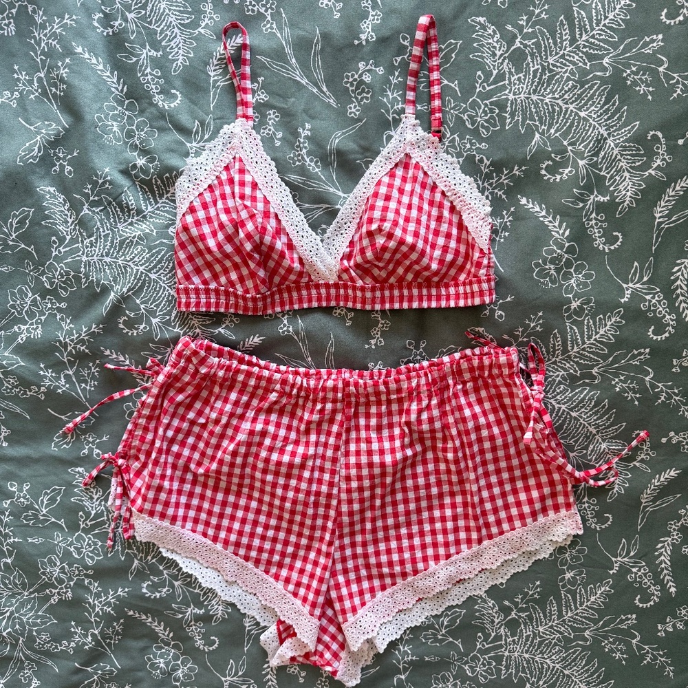 Red and White Gingham Gidget inspired 2 piece